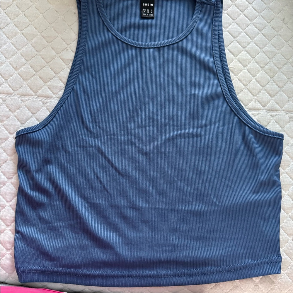 SHEIN Blue Ribbed Tank Top